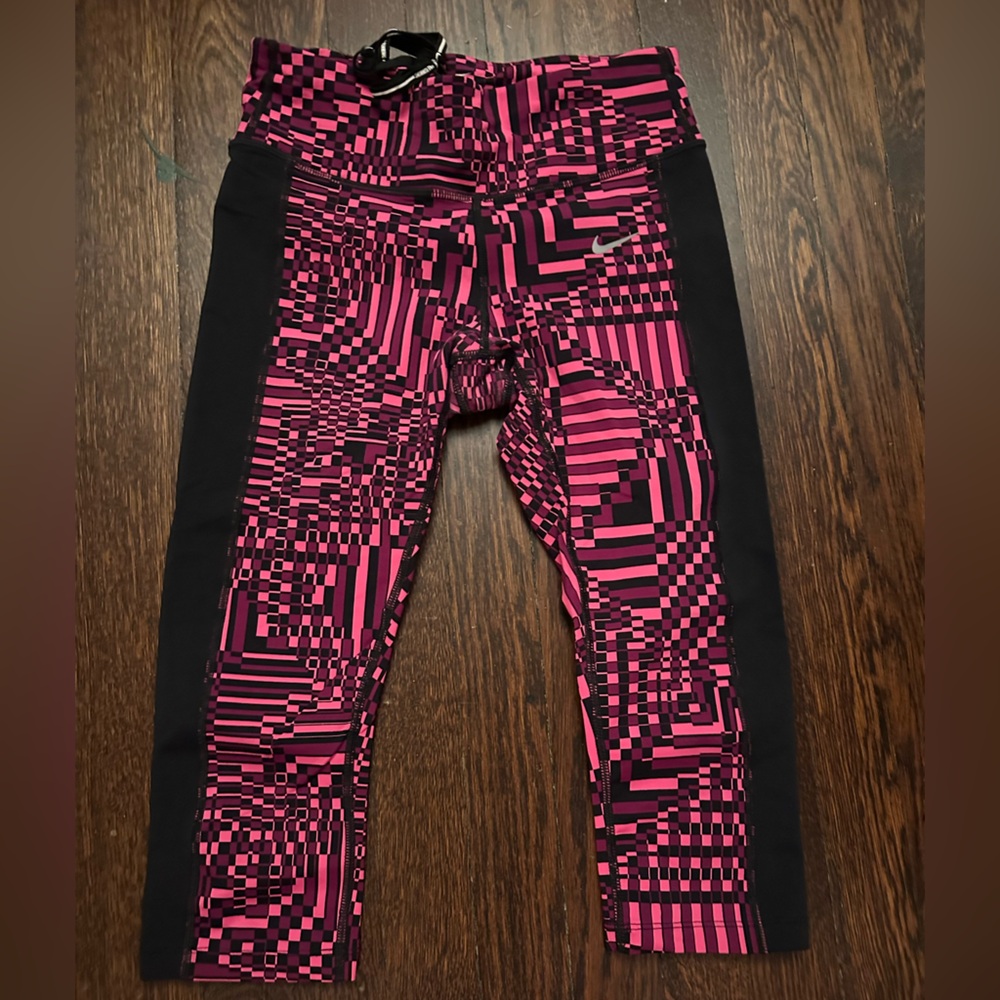 Nike Pink and Black Patterned Leggings